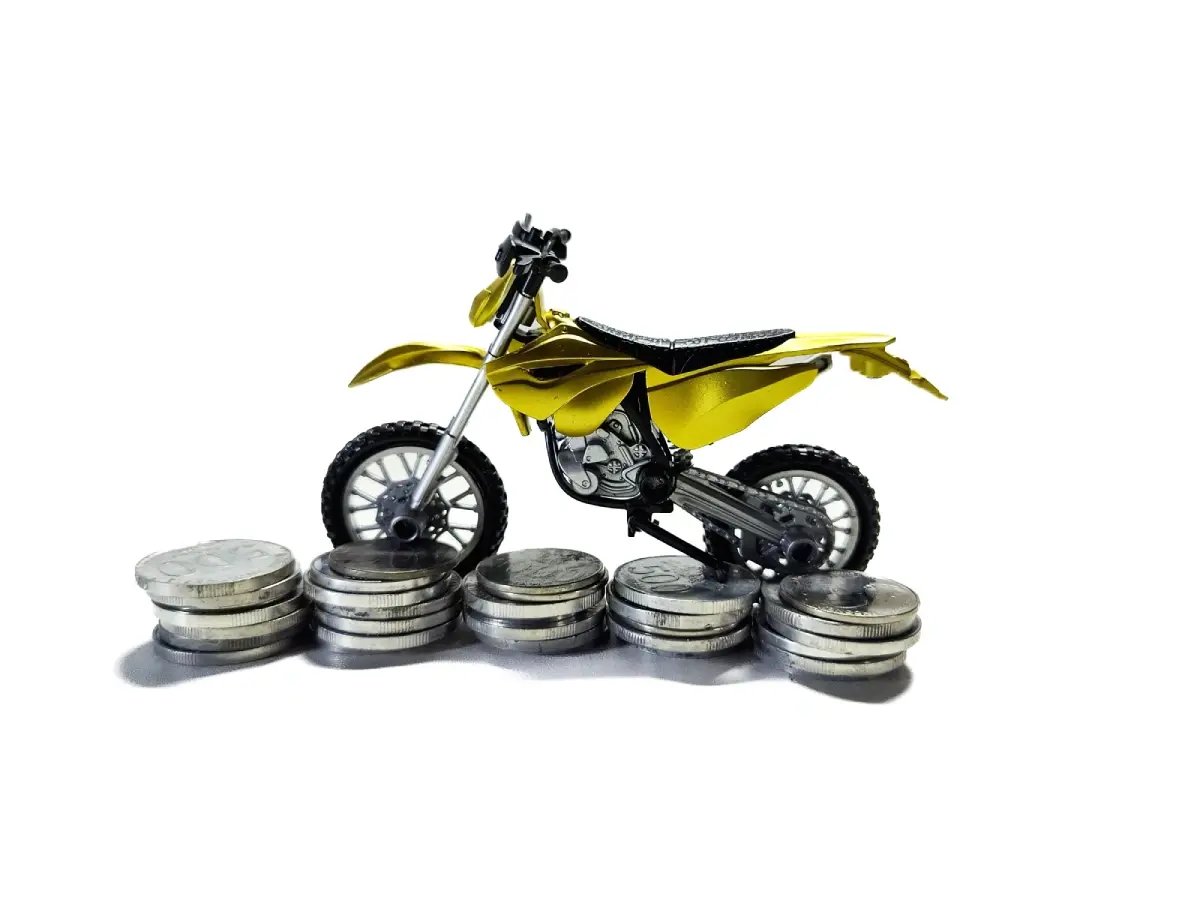 A-yellow-model-motorcycle-with-coins