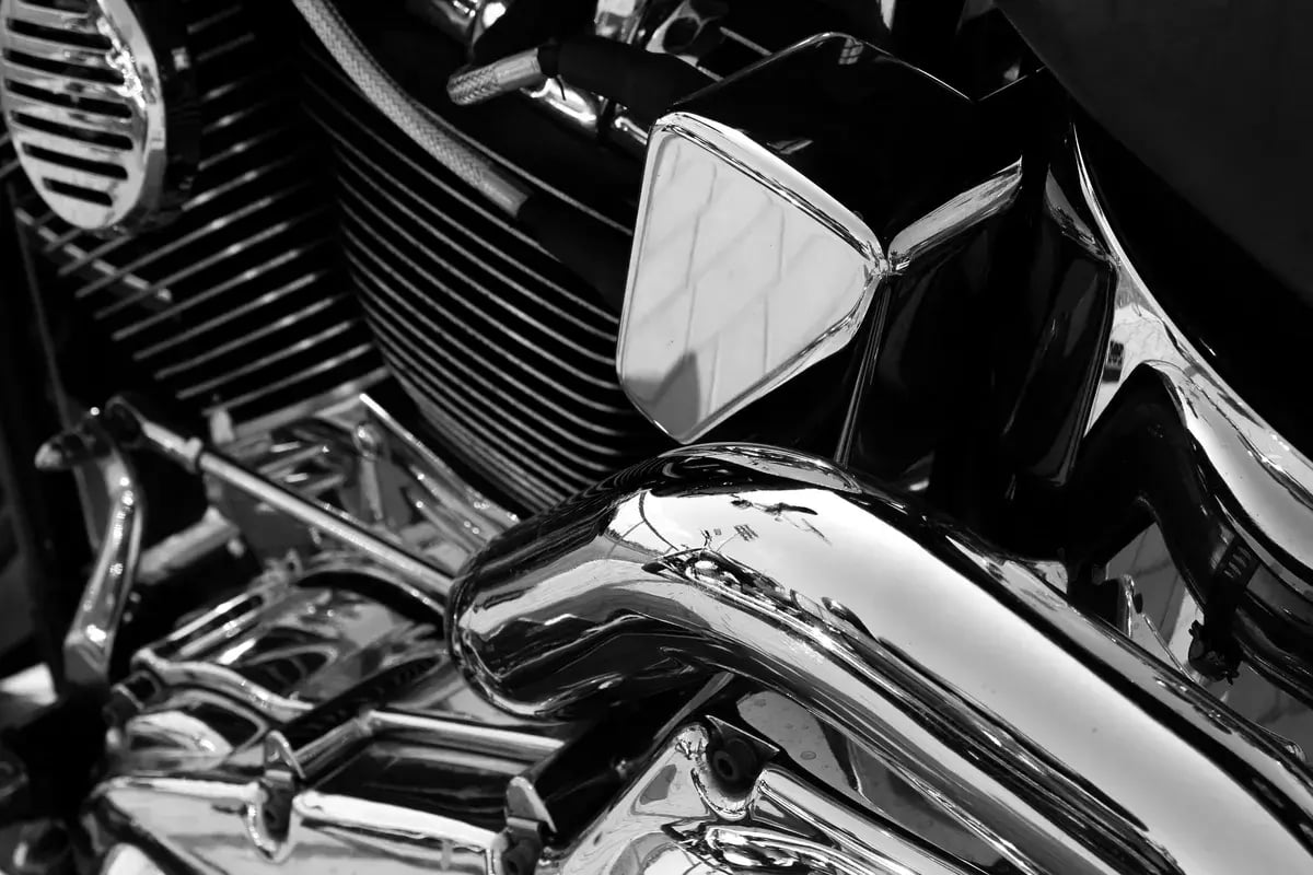 Harleys black and white engine