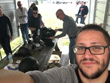 A group of Harley Davidson Riding Academy students.