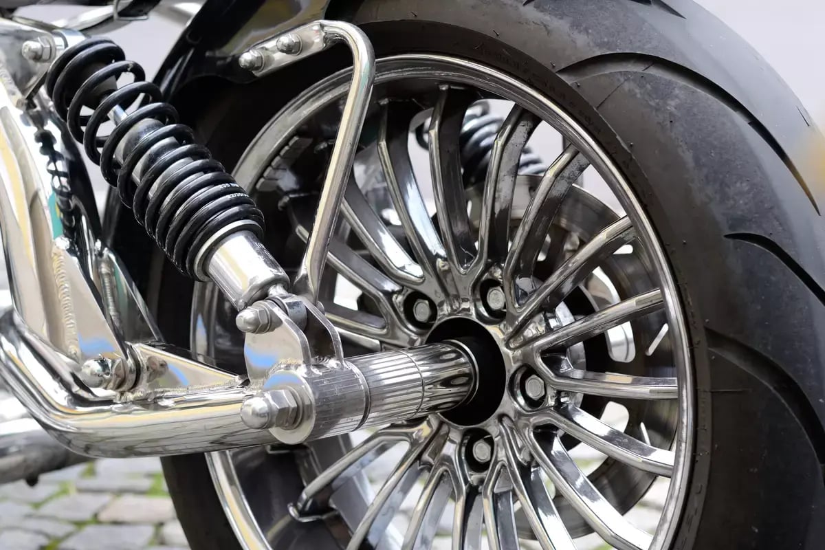 Impressive front tire of a trike - close-up