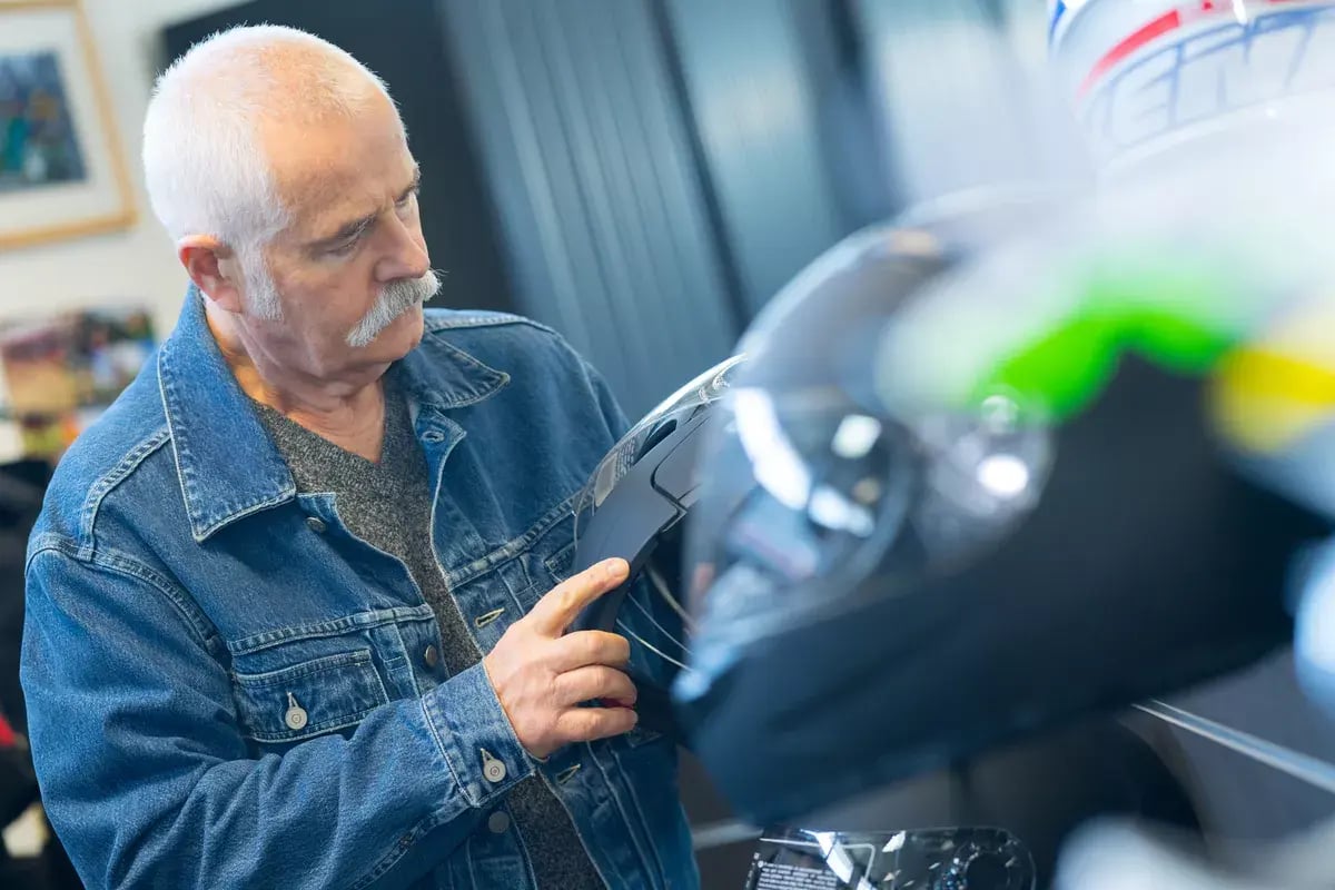 Portrait of senior motorcycle customer