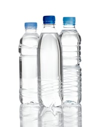 close up of  water plastic bottles on  white background with clipping path